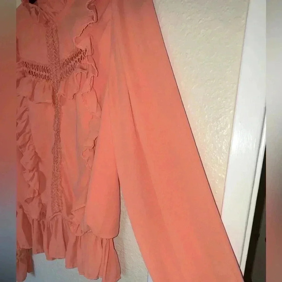 NWOT Happy X Nature Kate Hudson Lark Peachy Pink Long Sleeve Flowy Blouse SIZE M - Picture 8 of 11